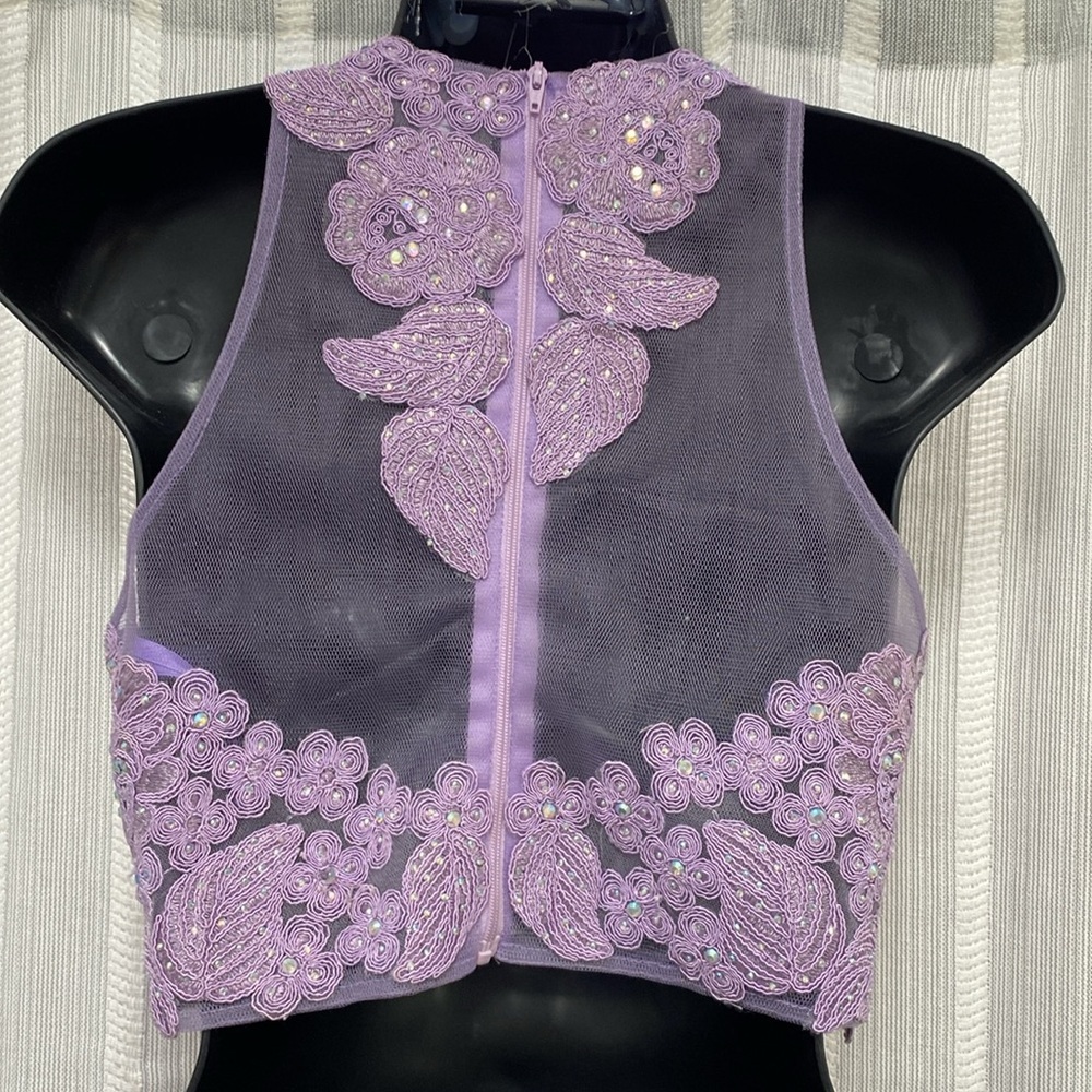 Anny Lee 2 Piece Halter Dress Homecoming Prom Purple Lavender Size Small EUC - Picture 7 of 12